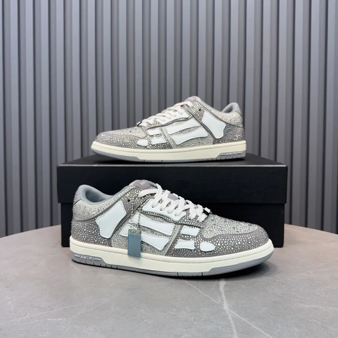 Men's men's shoes 💰600 AMIRI high street sneakers with bone sports shoes, toe layer cowhide upper, upper side bones, hand-stitched, good three-dimensional effect, customized metal LOGO, size 38-45 46